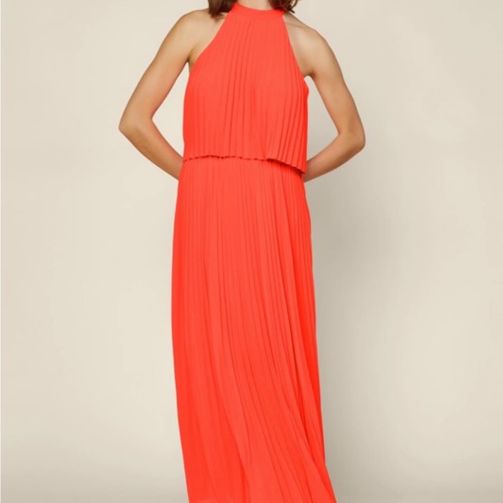 Elegant Halter Neck Orange Dress
